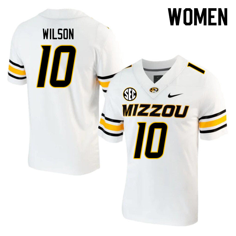 Women #10 Dameon Wilson Missouri Tigers College 2023 Football Stitched Jerseys Sale-White - Click Image to Close